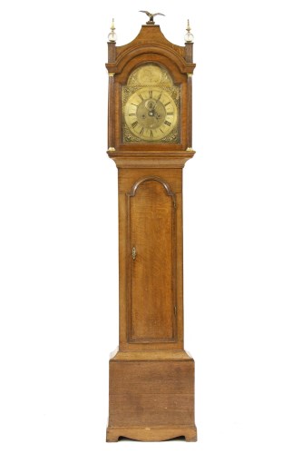 Lot 395 - A late 18th century oak longcase clock