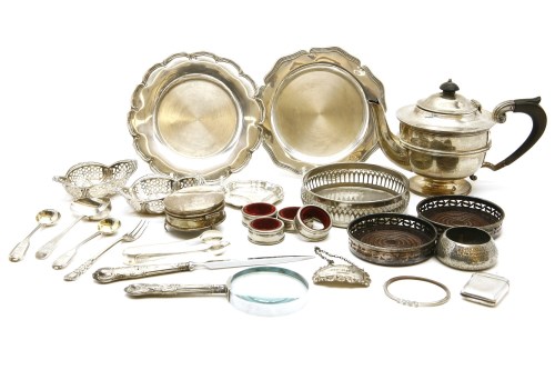 Lot 115 - Silver items: including tea pot
