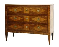 Lot 525 - A Northern European parquetry inlaid commode chest