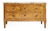 Lot 533 - A Northern European marquetry inlaid marble-topped commode chest