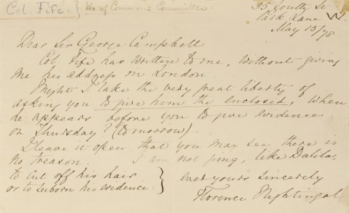 Lot 73 - Florence Nightingale- Autograph Letter