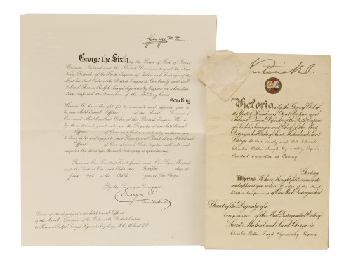 Lot 89 - 1- Queen Victoria: Grant of the Dignity of a Companion of the most distinguished Order of Saint Michael and Saint George to Charles Walter Sneyd Kynnersley