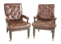 Lot 550 - A pair of late Victorian elbow chairs