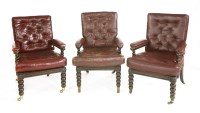 Lot 552 - Three late Victorian elbow chairs