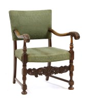 Lot 510 - A 17th century style oak armchair