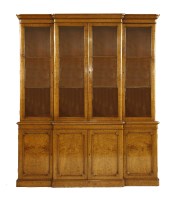 Lot 455 - A large Victorian oak breakfront bookcase