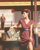 Lot 433 - Peregrine Heathcote (b.1973)
'WAITING AT THE STATION'
Signed l.l.