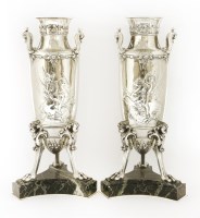 Lot 164 - A pair of neoclassical silvered vases