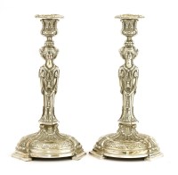 Lot 165 - A pair of silver-plated candlesticks