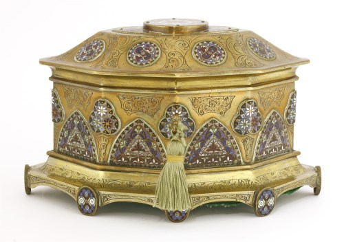 Lot 153 - A Renaissance Revival brass jewellery casket