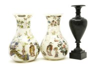 Lot 352 - A pair of Decalcomania glass baluster vases