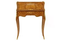 Lot 537 - A Louis XVI style parquetry and inlaid bureau de dame