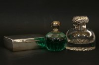 Lot 98 - A silver mounted and glass inkwell