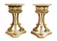 Lot 605 - A pair of carved wood braziers or stands