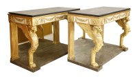 Lot 606 - A pair of gilt console tables