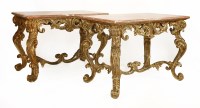 Lot 611 - A pair of modern gilt centre tables