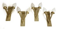 Lot 625 - A set of four gilt bronze two-branch wall lights
