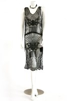 Lot 1302 - An original 1920s black tulle flapper dress
