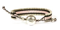 Lot 1501 - A ladies' Links of London sterling silver pink and black cord friendship bracelet