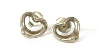 Lot 1503 - A pair of Tiffany & Co. sterling silver open heart earrings