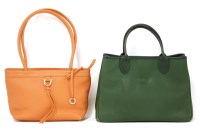 Lot 1102 - A Longchamp green leather shopper tote handbag