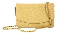 Lot 1158 - A Chanel beige caviar leather cross-body handbag