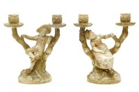 Lot 318A - A pair of Royal Worcester twin branch candelabra
