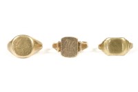 Lot 11 - Three 9ct gold signet rings
