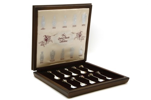 Lot 44 - A cased set of ten silver and enamelled commemorative Queen’s Beasts Spoons for The Sovereign Queens Spoon Collection