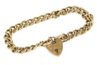 Lot 5 - A gold hollow curb link bracelet with padlock