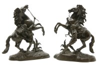 Lot 246 - A pair of bronze Marly horse and attendant figures