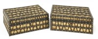 Lot 194 - A near pair of Indian ebony and porcupine quill boxes