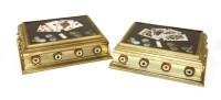 Lot 157 - A pair of gilt metal and hardstone-mounted games boxes