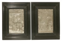 Lot 163 - A pair of cast pewter panels