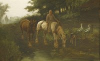 Lot 387 - George Wright (1860-1942)
TAKING THE HORSES TO WATER
Signed l.r.