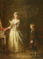 Lot 364 - Attributed to Robert Scott Lauder RSA (1803-1869)
THE MUSIC LESSON
Indistinctly signed with monogram and dated l.l.