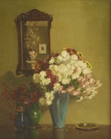 Lot 405 - William S Anderson (fl.1917-1930)
A STILL LIFE OF VASES OF FLOWERS AND A MIRROR IN AN INTERIOR
Signed l.r.