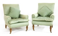 Lot 573 - A near pair of green armchairs
late 19th century