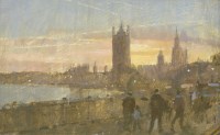 Lot 417 - David Sawyer (b.1961)
SUNSET ON WESTMINSTER BRIDGE
Signed with initials l.l.