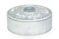 Lot 128 - An Art Deco Lalique 'Biches' moulded glass powder jar cover
