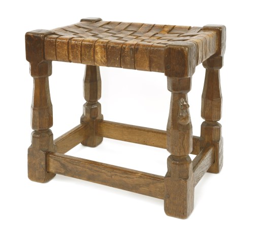 Lot 159 - A Robert 'Mouseman' Thompson oak stool
