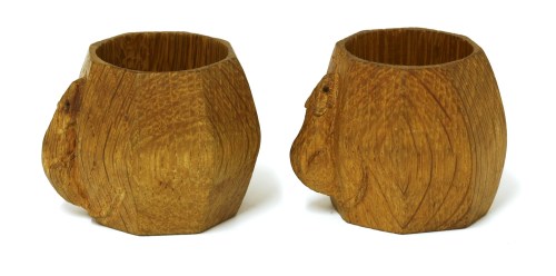 Lot 156 - A pair of Robert 'Mouseman' Thompson oak napkin rings
