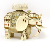 Lot 174 - A large ivory and Shibayama decorated model of an elephant
