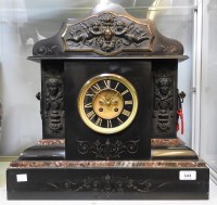 Lot 343 - A Victorian slate and marble mounted clock