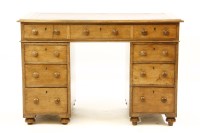 Lot 632 - A Victorian oak pedestal desk