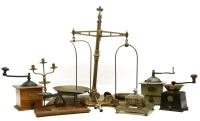 Lot 177A - A group of various brass and metal wares to include three antique coffee grinders