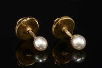 Lot 488 - A pair of gold single stone pearl stud earrings
