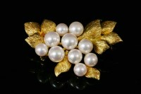 Lot 228 - A cultured pearl floral pierced spray brooch