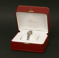 Lot 464 - A ladies' stainless steel Cartier 'Pantherè' quartz bracelet watch
