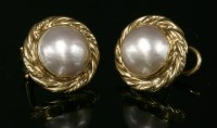 Lot 224 - A pair of 9ct gold cultured mabé pearl earrings